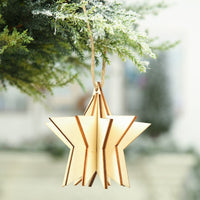 HKM-823891 Three-Dimensional Wooden Five-Pointed Star Christmas Pendant for Holiday Decoration