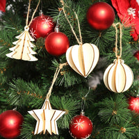 HKM-823891 Three-Dimensional Wooden Five-Pointed Star Christmas Pendant for Holiday Decoration