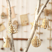 HKM-823891 Three-Dimensional Wooden Five-Pointed Star Christmas Pendant for Holiday Decoration