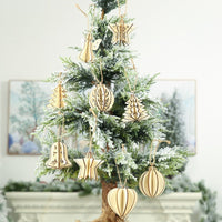 HKM-823891 Three-Dimensional Wooden Five-Pointed Star Christmas Pendant for Holiday Decoration