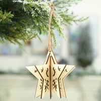 HKM-823891 Three-Dimensional Wooden Five-Pointed Star Christmas Pendant for Holiday Decoration