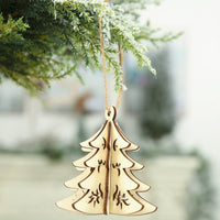 HKM-823891 Three-Dimensional Wooden Five-Pointed Star Christmas Pendant for Holiday Decoration