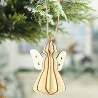 HKM-823891 Three-Dimensional Wooden Five-Pointed Star Christmas Pendant for Holiday Decoration