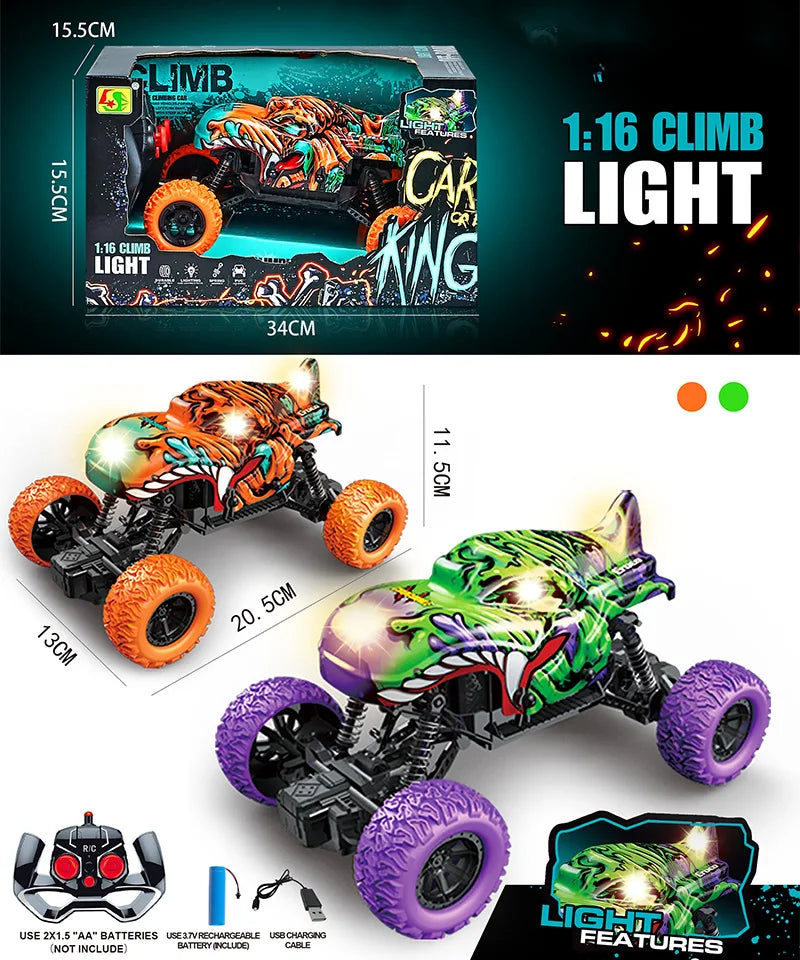 HKM-824019 Light Spray Remote Control 6-Wheel Shark Truck Toy - Electric Off-Road Climbing Vehicle for Ages 5+
