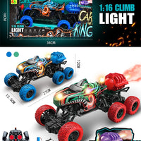 HKM-824019 Light Spray Remote Control 6-Wheel Shark Truck Toy - Electric Off-Road Climbing Vehicle for Ages 5+