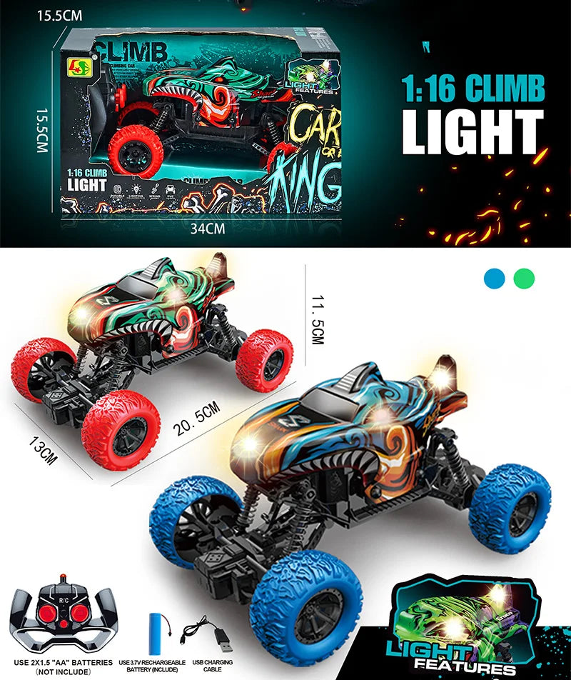 HKM-824019 Light Spray Remote Control 6-Wheel Shark Truck Toy - Electric Off-Road Climbing Vehicle for Ages 5+