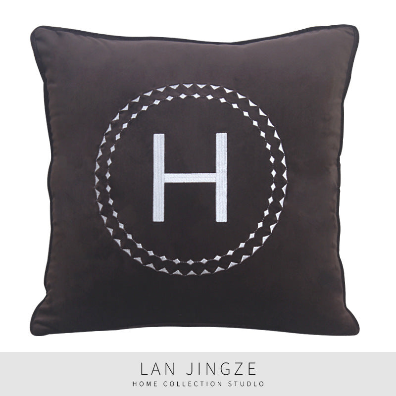 HKM-824147 Elegant Dutch Velvet Embroidery Pillow Cover, 45x45cm, Modern Design Accent Cushion