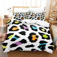 HKM-824403 Animal Fur Print Duvet Cover and Pillowcase 3-Piece Bedding Set for 1.8m Bed