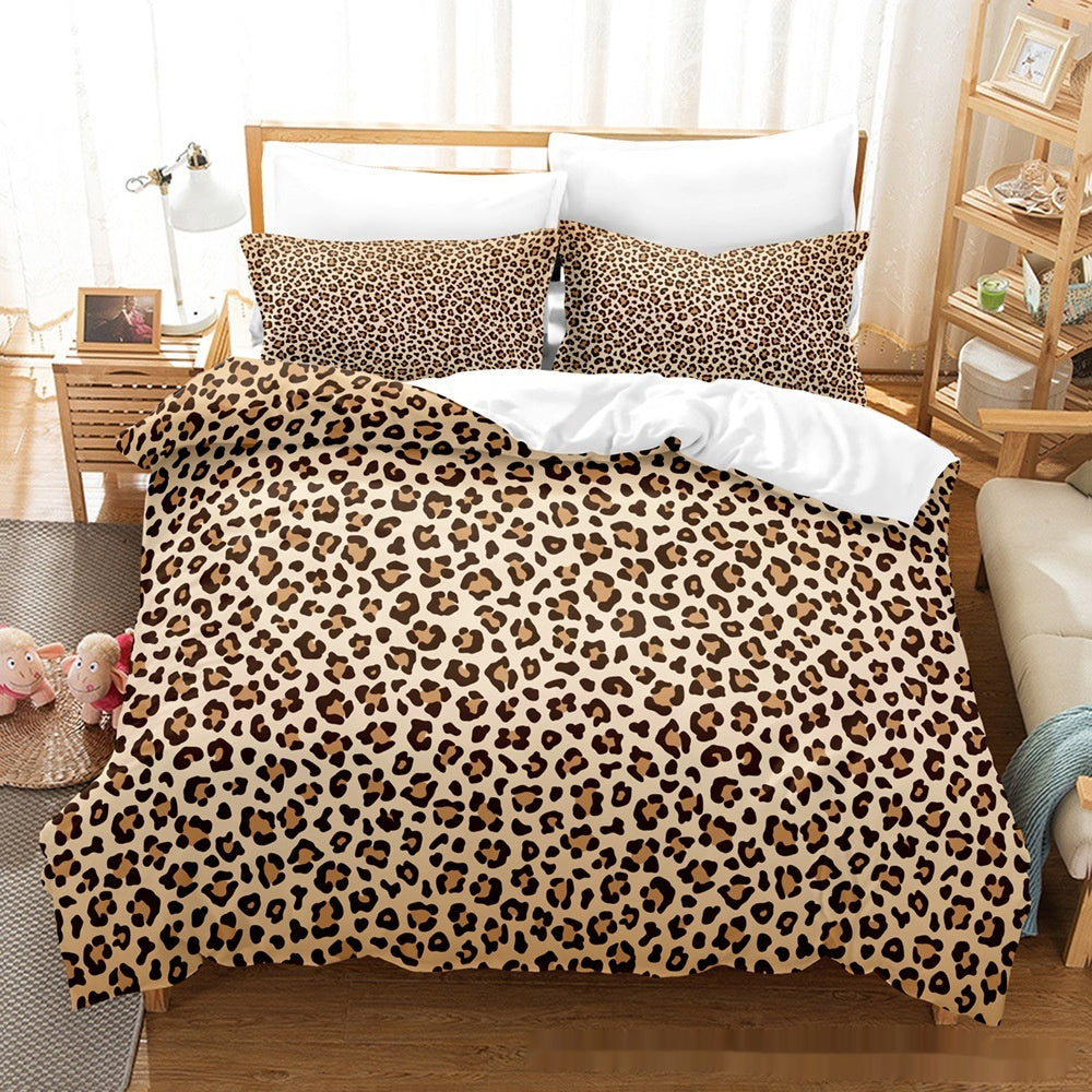 KTX-824403 Animal Fur Print Duvet Cover and Pillowcase 3-Piece Bedding Set for 1.8m Bed