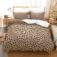 HKM-824403 Animal Fur Print Duvet Cover and Pillowcase 3-Piece Bedding Set for 1.8m Bed