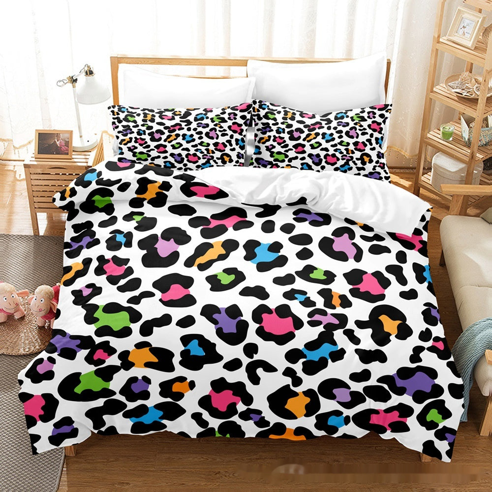 KTX-824403 Animal Fur Print Duvet Cover and Pillowcase 3-Piece Bedding Set for 1.8m Bed