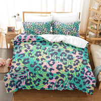 HKM-824403 Animal Fur Print Duvet Cover and Pillowcase 3-Piece Bedding Set for 1.8m Bed