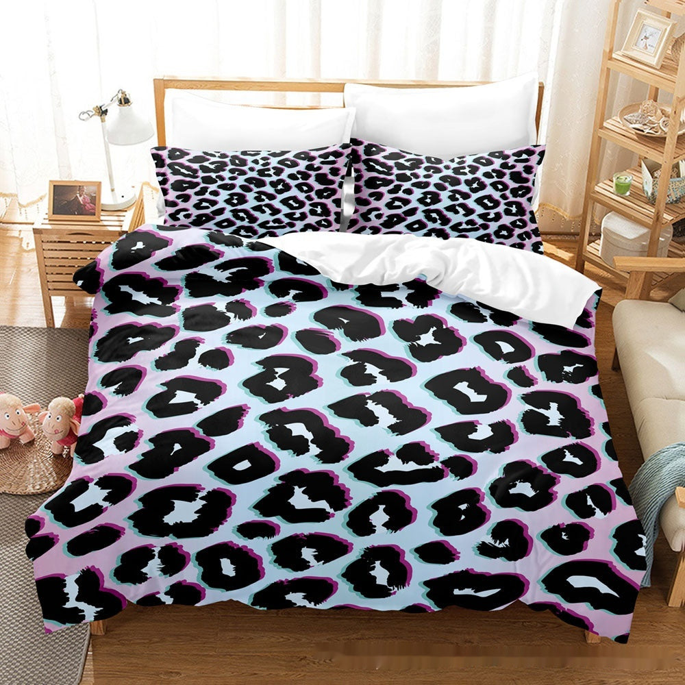 KTX-824403 Animal Fur Print Duvet Cover and Pillowcase 3-Piece Bedding Set for 1.8m Bed