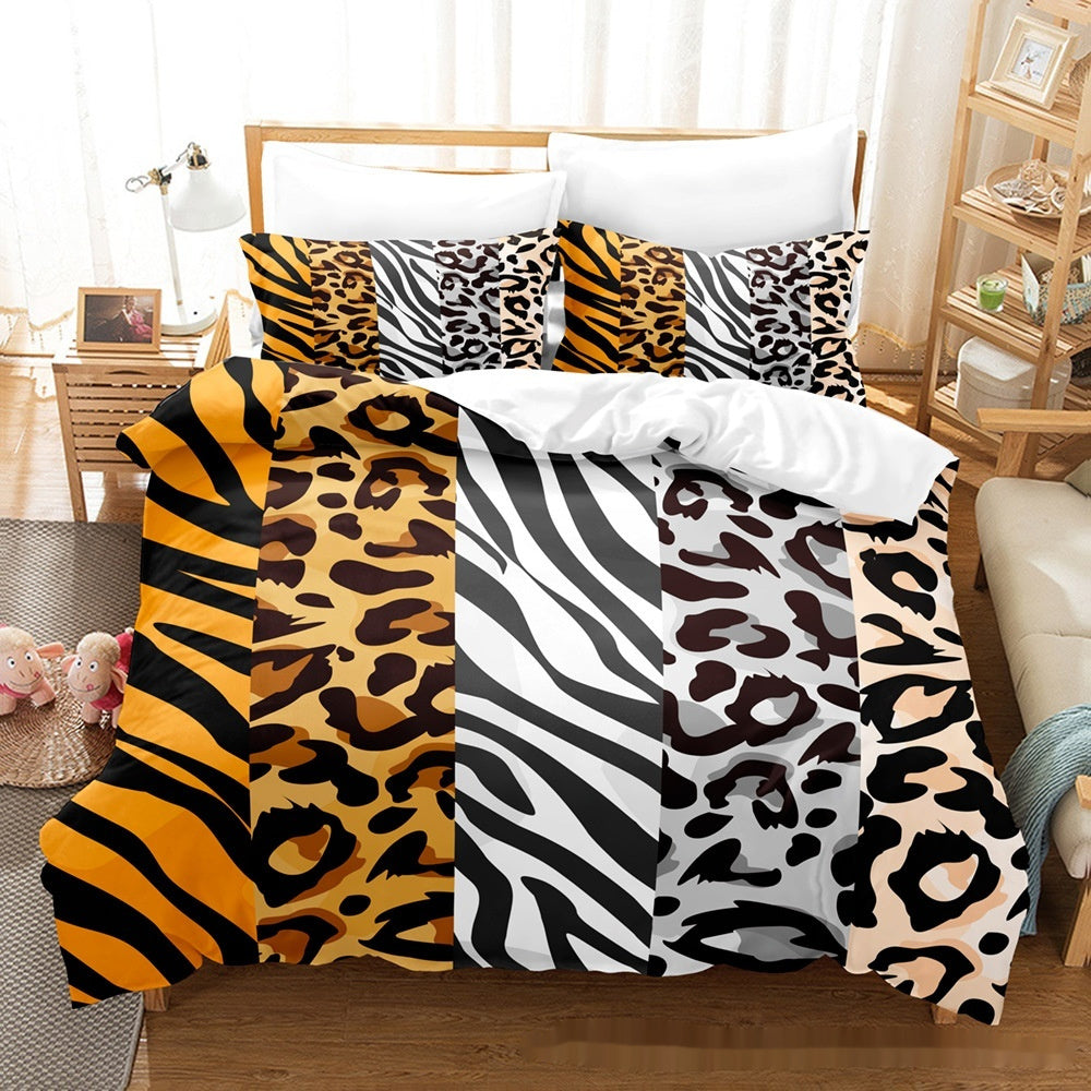 KTX-824403 Animal Fur Print Duvet Cover and Pillowcase 3-Piece Bedding Set for 1.8m Bed