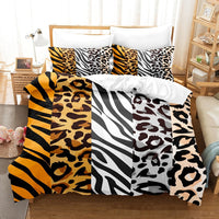 HKM-824403 Animal Fur Print Duvet Cover and Pillowcase 3-Piece Bedding Set for 1.8m Bed