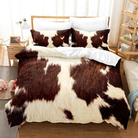 HKM-824403 Animal Fur Print Duvet Cover and Pillowcase 3-Piece Bedding Set for 1.8m Bed