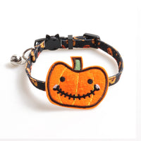 HKM-824467 Halloween Cat Collar with Pumpkin Design - Available in Black and Purple Options