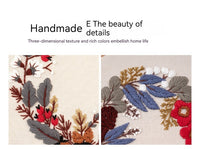 HKM-824595 3D Floral & Leaf Embroidery DIY Material Pack with Printed Cotton, Threads, Needles, and Tutorial