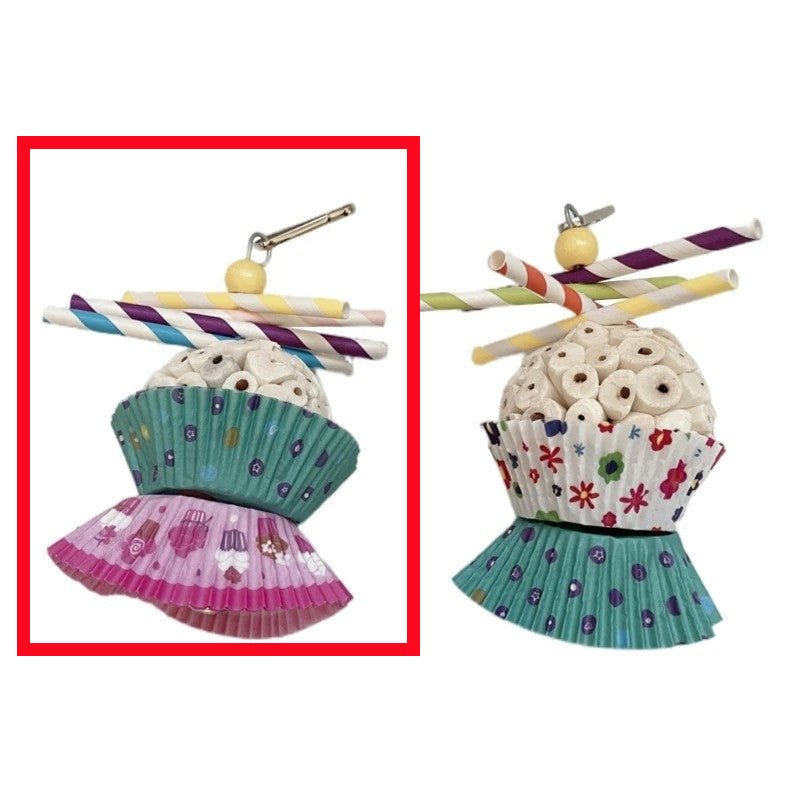 HKM-824851 Edible Wooden Bird Toy with Soft Balls for Chewing and Shredding Fun