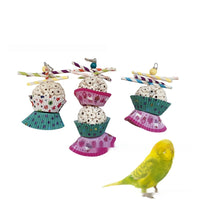 HKM-824851 Edible Wooden Bird Toy with Soft Balls for Chewing and Shredding Fun