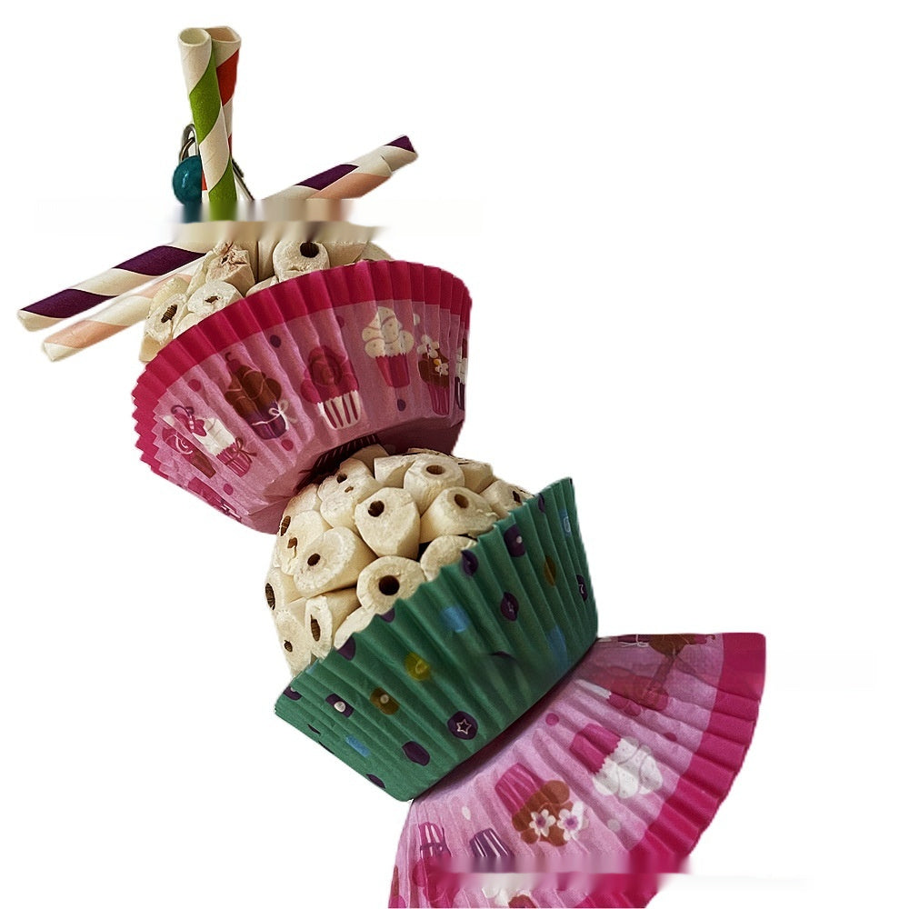 HKM-824851 Edible Wooden Bird Toy with Soft Balls for Chewing and Shredding Fun