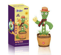 HKM-824851 Electric Dancing Plush Cactus Toy with Singing, Light & Wriggling Features for Kids