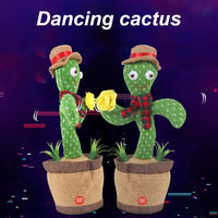HKM-824851 Electric Dancing Plush Cactus Toy with Singing, Light & Wriggling Features for Kids