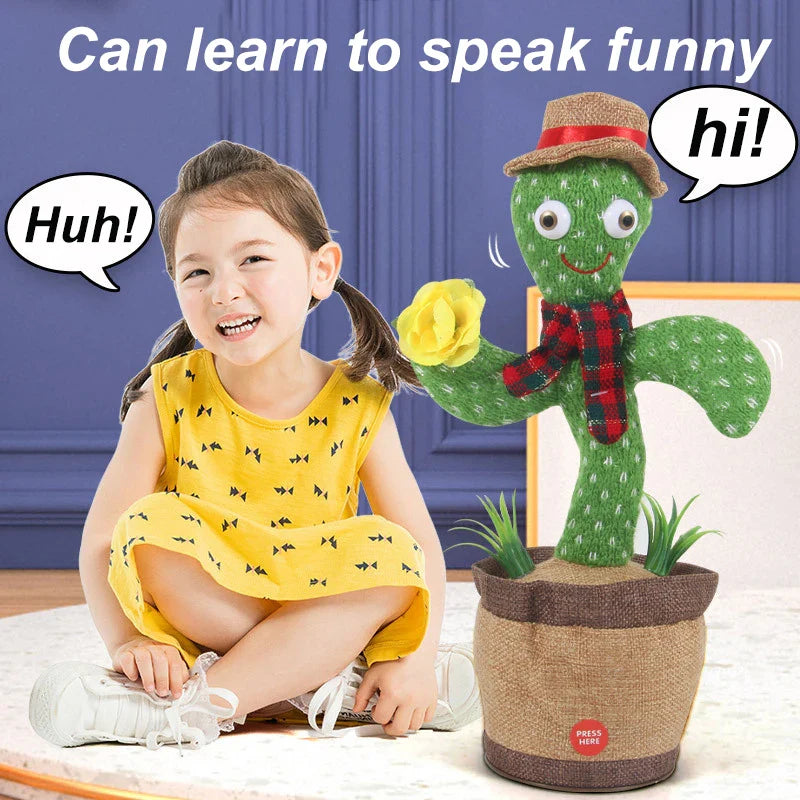 KTX-824851 Electric Dancing Plush Cactus Toy with Singing, Light & Wriggling Features for Kids