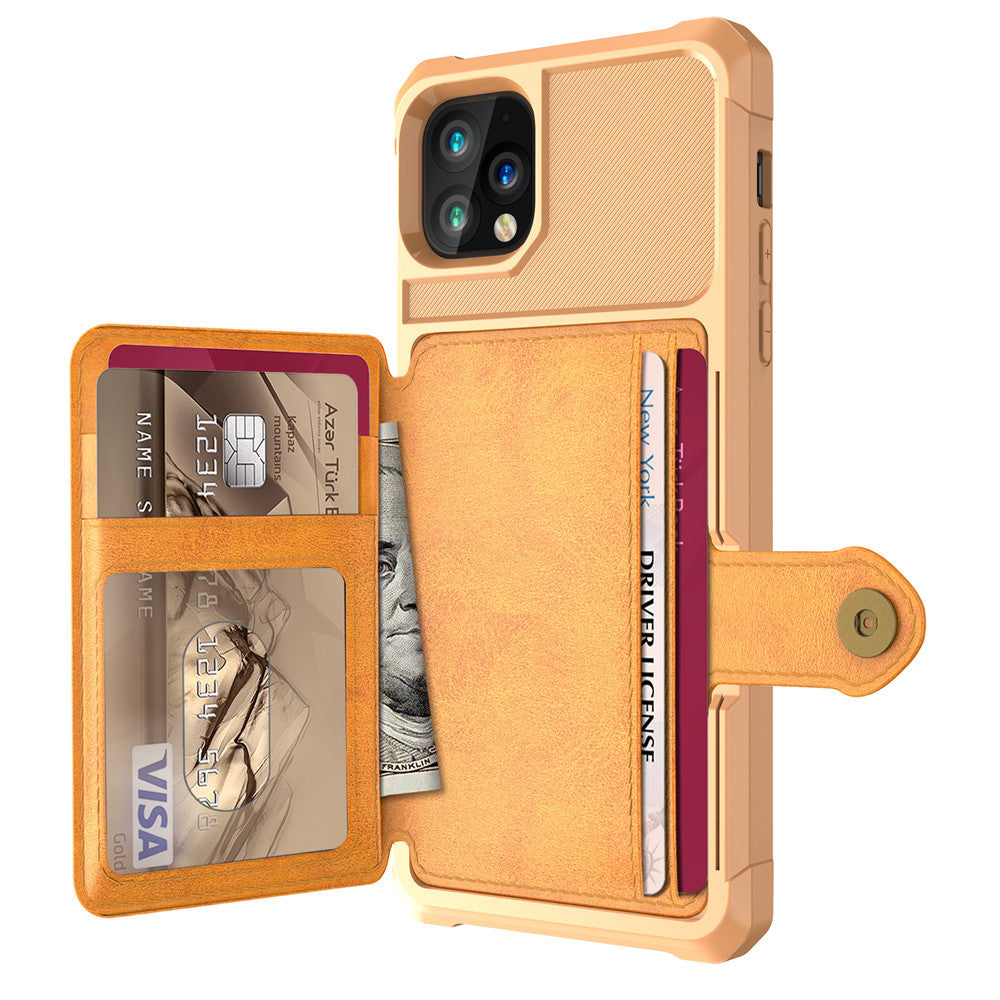 HKM-824851 Imitation Leather Back Cover Card Wallet Holder for Phones