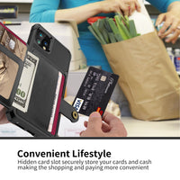 HKM-824851 Imitation Leather Back Cover Card Wallet Holder for Phones