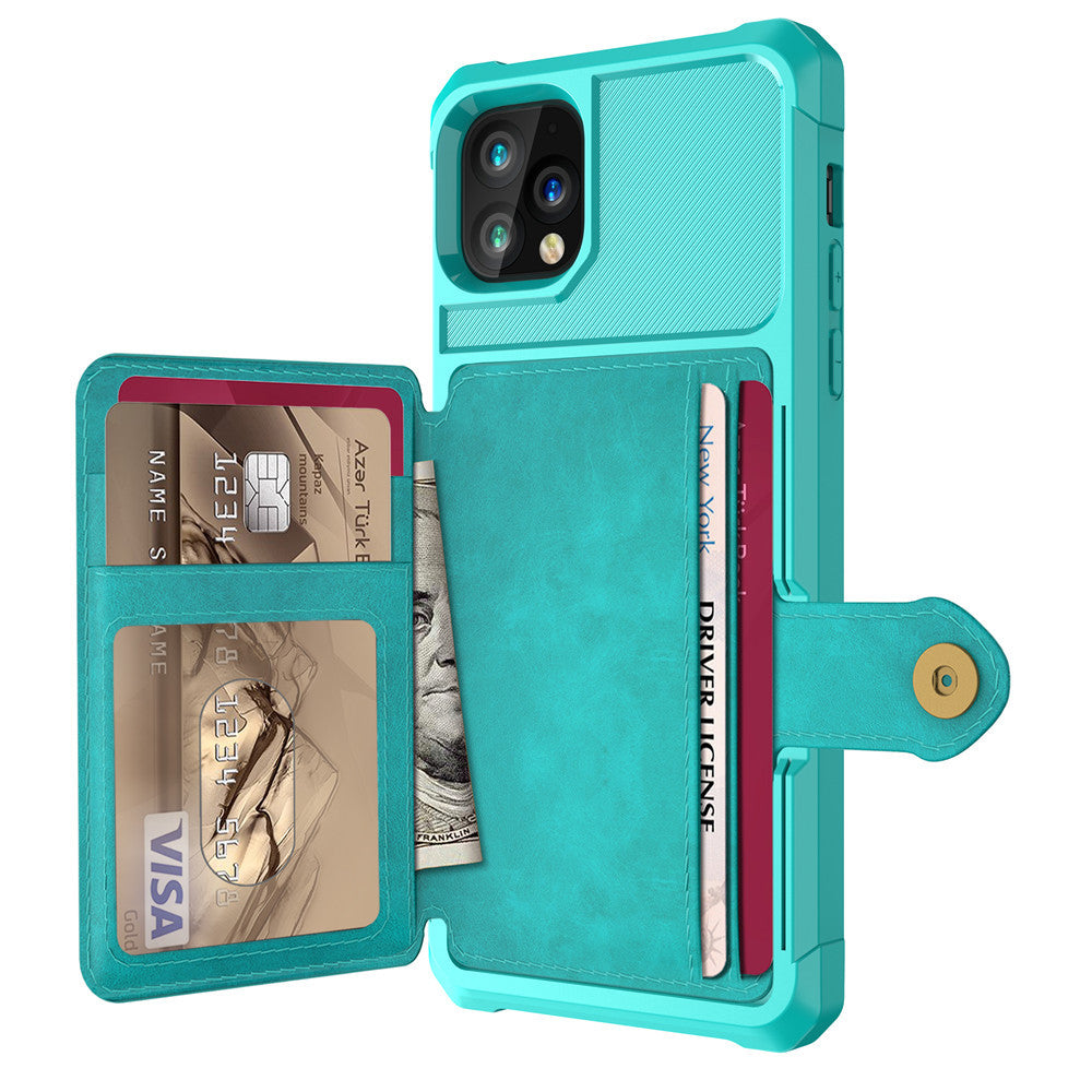 HKM-824851 Imitation Leather Back Cover Card Wallet Holder for Phones