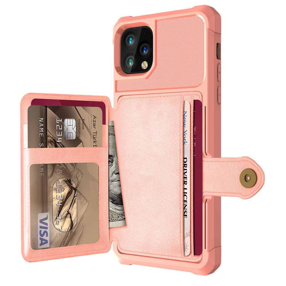 HKM-824851 Imitation Leather Back Cover Card Wallet Holder for Phones