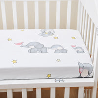 HKM-824915 Cotton Baby Bed Sheet Set with Cartoon Designs - 3-Piece Bedding for Infants