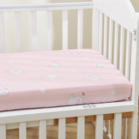 HKM-824915 Cotton Baby Bed Sheet Set with Cartoon Designs - 3-Piece Bedding for Infants