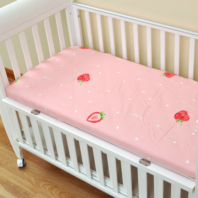 HKM-824915 Cotton Baby Bed Sheet Set with Cartoon Designs - 3-Piece Bedding for Infants