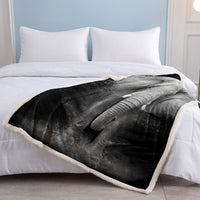 HKM-824915 Reversible 3D Elephant Sherpa Fleece Blanket, Soft Flannel for Couch or Bed, 130x150cm, 150x200cm