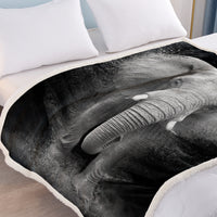 HKM-824915 Reversible 3D Elephant Sherpa Fleece Blanket, Soft Flannel for Couch or Bed, 130x150cm, 150x200cm