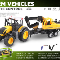 HKM-825171 1/10 Scale Remote Control Farmer Truck - 4CH Electric Dump Vehicle for Kids with Big Wheels