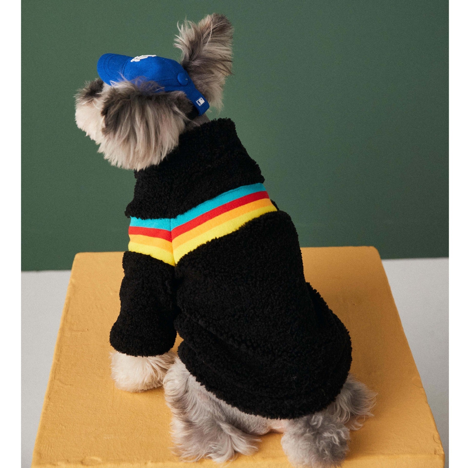 HKM-825363 Casual Fashion Color Striped Lamb Wool Coat in Black and Beige for Pets