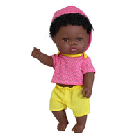 HKM-825427 33cm African Baby Doll Clothes Set for Kids - Soft Vinyl Fashion Doll Apparel for Creative Play