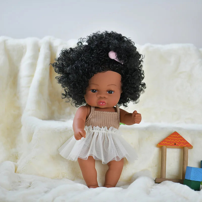 HKM-825427 33cm African Baby Doll Clothes Set for Kids - Soft Vinyl Fashion Doll Apparel for Creative Play