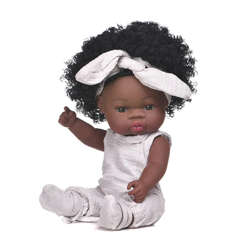 HKM-825427 33cm African Baby Doll Clothes Set for Kids - Soft Vinyl Fashion Doll Apparel for Creative Play