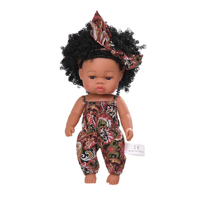 HKM-825427 33cm African Baby Doll Clothes Set for Kids - Soft Vinyl Fashion Doll Apparel for Creative Play