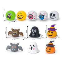 HKM-825555 Halloween Pull Back Toy Cars Set - 33 Plastic Mini Vehicles with Pumpkins, Bats, and Ghosts