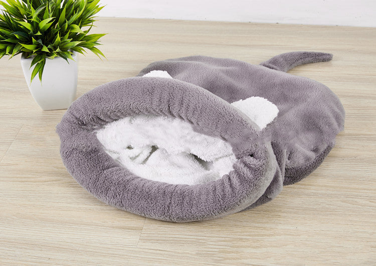 HKM-825555 Semi-Enclosed Pet Sleeping Bag for Small Pets - Dog and Cat Mat in Pink, Gray, and Brown
