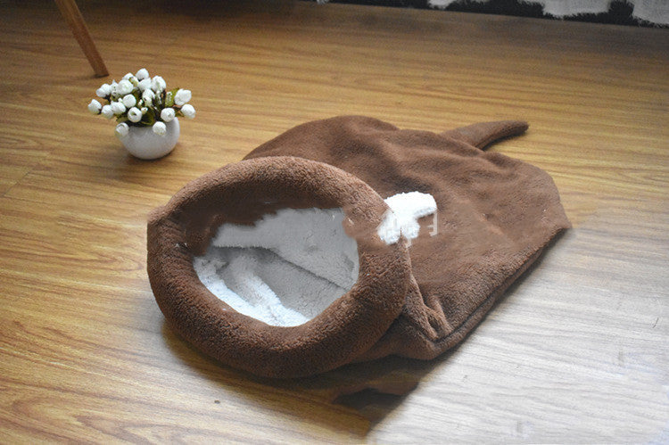 HKM-825555 Semi-Enclosed Pet Sleeping Bag for Small Pets - Dog and Cat Mat in Pink, Gray, and Brown