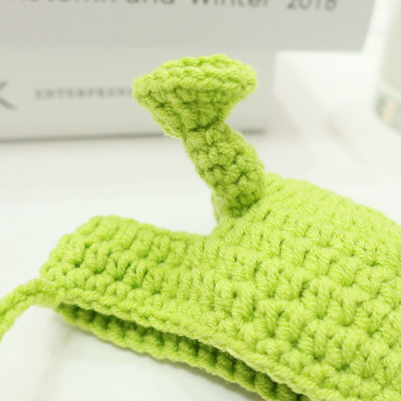 HKM-825747 Cute Plush Green Pet Hat for Small Dogs and Cats - Adjustable Size, Comfortable Winter Accessory