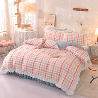 HKM-825747 Polka Dot Brushed Cotton Four-Piece Bed Sheet and Duvet Cover Set