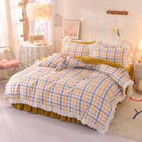 HKM-825747 Polka Dot Brushed Cotton Four-Piece Bed Sheet and Duvet Cover Set