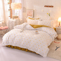 HKM-825747 Polka Dot Brushed Cotton Four-Piece Bed Sheet and Duvet Cover Set